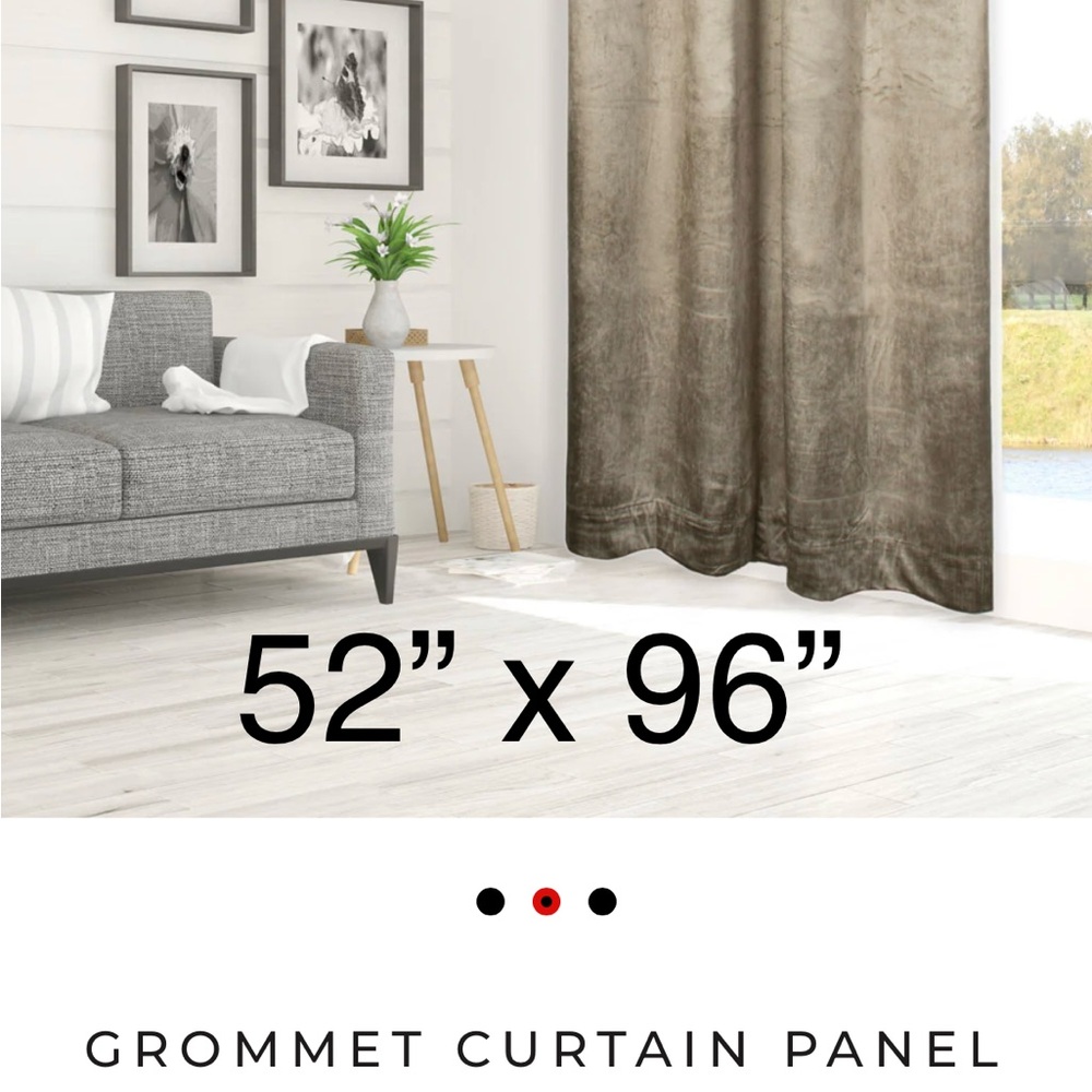 Pair LUXE 52 x 96 Taupe Velvet Grommet Curtain Panels NEW $60/Pair